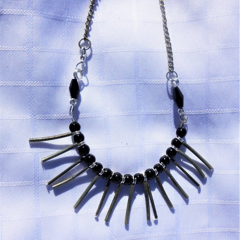 No.1207 Handmade necklace with glass and crystals beads and antique pieces